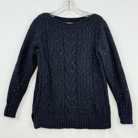 St John's Bay Women's Long Sleeve Cable Knit Sweater Size MP Blue Marble - Picture 16 of 16